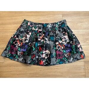 Candie's Floral Mini Skirt Party Cocktail Black Multicolor Size 7